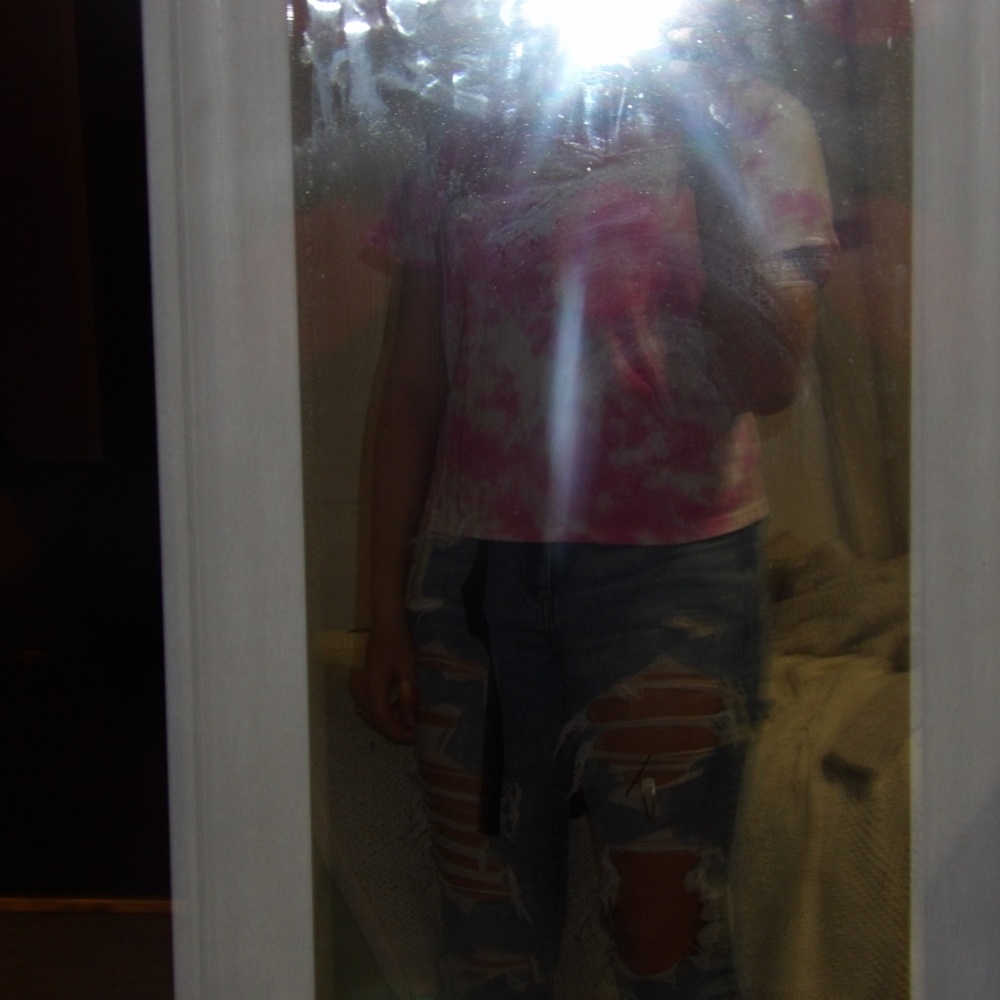 pink tie-dye shirt